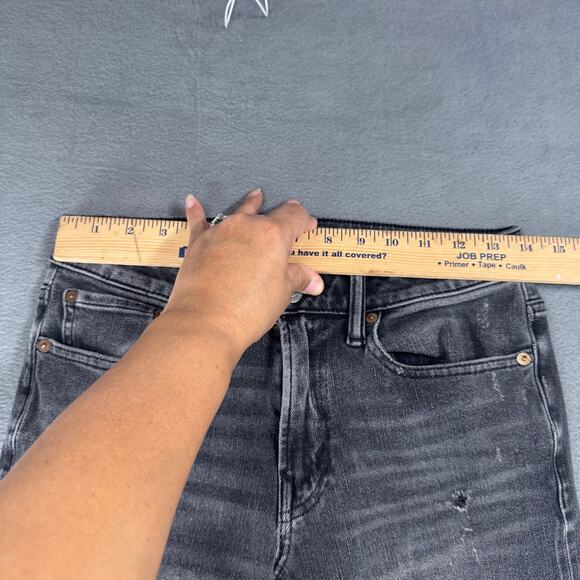 American Eagle Jeans Mens Tag 29x32 Fits 28x28.5 Slim Straight Distressed Black - Picture 9 of 11